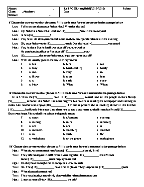 Bài tập môn Tiếng Anh Lớp 7 - Năm học 2015-2016